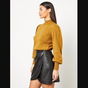 BCBGMaxAzria Black Faux Leather Wrap Style Mini Skirt XS